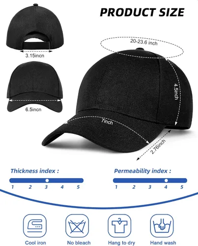 Vista 3 de Gorra de béisbol en blanco con correa trasera ajustable, gorra de camuflaje en blanco para camioneros, hombres y mujeres, Negro