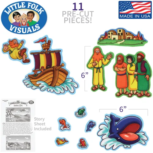 Vista 2 de Little Folk Visuals Biblia para principiantes: piezas de fieltro precortadas de Jonah, juego de 11 piezas