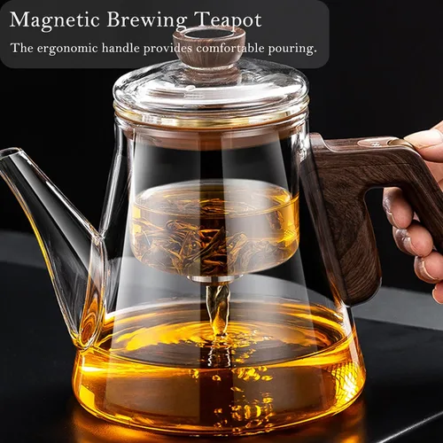 Vista 12 de YJX - Tetera magnética de vidrio de 25.4 onzas, infusor de té encantado