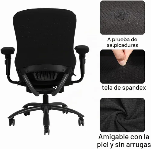 Vista 3 de Tallew Juego de 4 fundas protectoras universales para sillas de oficina, fundas de asiento elásticas para sillas de oficina, fundas para Negro