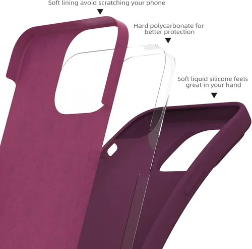 Vista 55 de Funda de silicona líquida compatible con iPhone 12 Pro Max 6.7 pulgadas, funda de gel de protección completa con forro de microfibra, funda