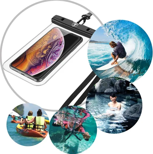 Vista 6 de Njjex Bolsa impermeable para teléfono [2 unidades] Funda impermeable para teléfono celular Bolsa seca para Samsung Galaxy Note 20 Ultra S25 Ultra