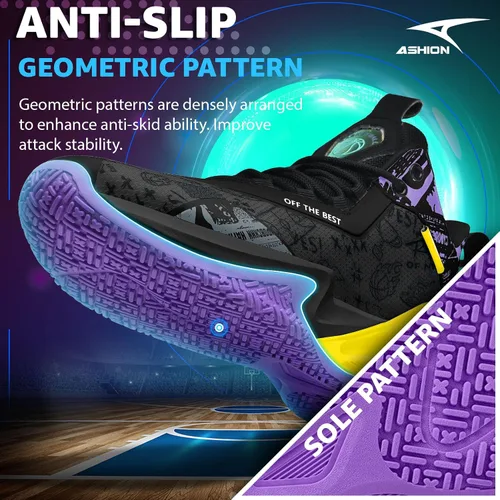 Vista 5 de ASHION Zapatos de baloncesto para hombre, antideslizantes, zapatos deportivos profesionales de baloncesto para hombre