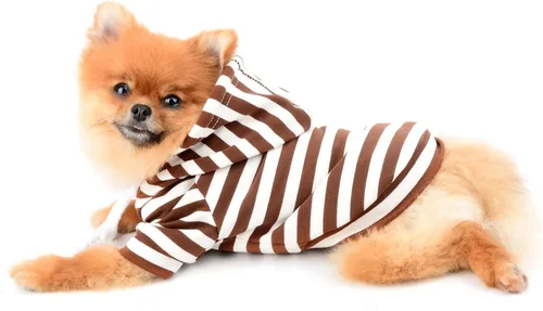 Vista 7 de SMALLLEE_LUCKY_STORE Sudadera con capucha a rayas para mascotas, para perros pequeños, medianos y gatos, cachorros, suéter con gorro para clima
