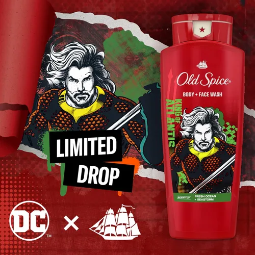 Vista 8 de Old Spice Paquete de gel de baño + desodorante antitranspirante, Aquaman King of Atlantis, frescura 24/7, Smell Like a Hero, Fresh Ocean + Seastorm