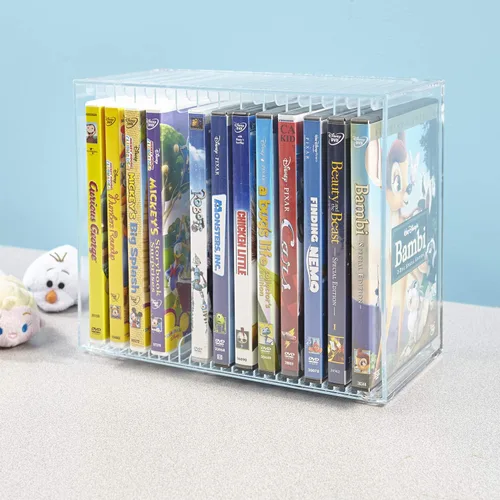 Vista 8 de STORi Stackable Clear Plastic DVD Organizer with Rubber Feet Rectangular Holder Perfect for Theater Room Holds up to 14 Standard DVD Cases