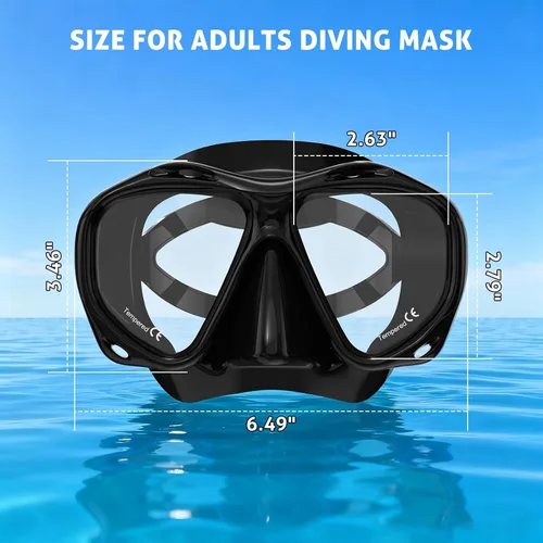 Vista 2 de Scuba Mask Adults, Diving mask, Snorkel Swimming Goggles with Nose Cover for Youth, Free Diving Mask, Panoramic HD Tempered Glass Snorkeling Gear