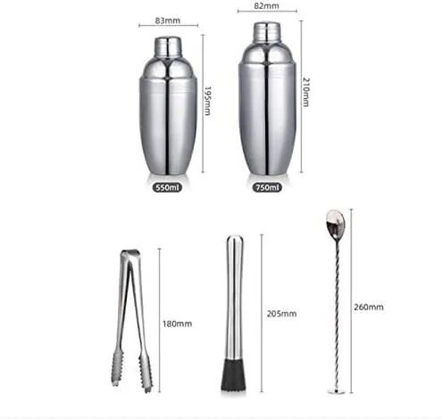 Vista 6 de Bartender's Kit 22PCS Coctelera Bar Set Principiante Barman Herramientas Kit Bartending Herramientas