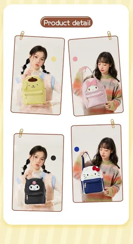Vista 6 de Mini mochila kawaii de anime para niñas + llavero anime, mochila de cosplay linda muñeca bolso de hombro, Negro -, Mochilas de viaje