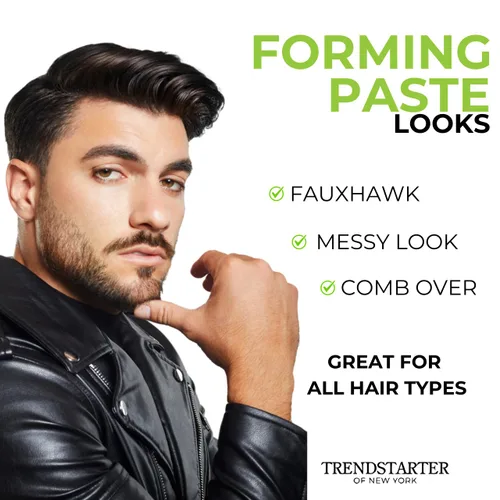 Vista 7 de TRENDSTARTER - Paquete de muestra de pomada mate premium para hombre - Crema, cera, pasta formadora, fibra espesante