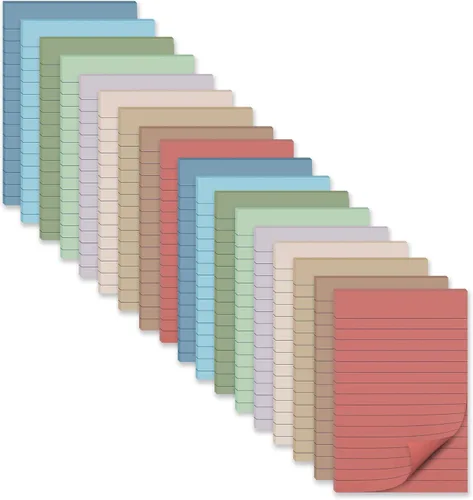 Vista 7 de (18 blocs) notas adhesivas forradas de 4 x 6 pulgadas, bloc de notas grandes con líneas, colores pastel, bloc de notas autoadhesivo, fuerte