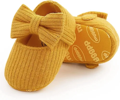 Vista 4 de Zapatos de bebé Mary Jane planos antideslizantes suela suave bebé bebé zapatos primeros caminantes fiesta Navidad vestido zapatos