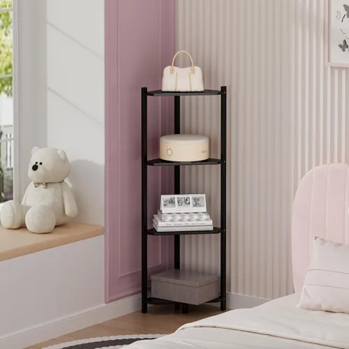 Vista 9 de Wisuce Estante esquinero, estantes esquineros de bambú 100% real, estante organizador de almacenamiento para baño, sala de estar, cocina