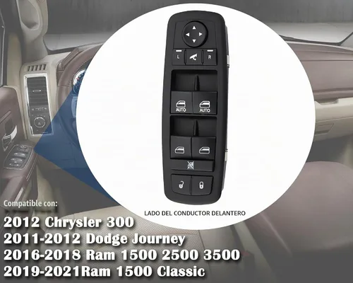 Vista 5 de 11 Pines. Interruptor de control de ventana de alimentación delantero izquierdo del lado del conductor para Ram 1500 2500 3500 2016-2018, Ram 1500