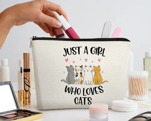 Vista 4 de EXUQO FP-BT-HZB-solo una chica-CosmeticBags, Gatos, Bonito y temático