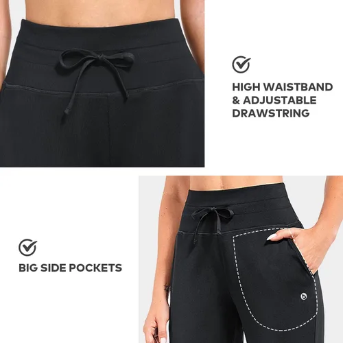 Vista 5 de BALEAF Pantalones deportivos con forro polar para mujer, pantalones de senderismo de cintura alta, resistentes al agua, pantalones térmicos de esquí