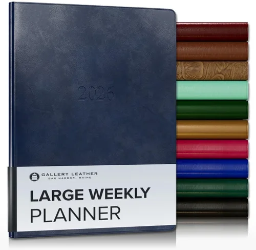 Vista 204 de Gallery Leather Planificador Semanal y Mensual Grande 2025-2026, Calendario Planificador y Cuaderno Elegantemente Encuadernado con Elegantes Bordes