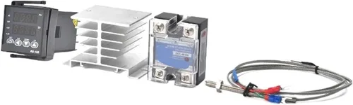 Vista 3 de Rex-C100 Digital Pid Termostato Controlador de Temperatura 40da SSR Relé K/J Tornillo M6 3.3 ft Termopar Sonda Rkc Disipador de Calor Set