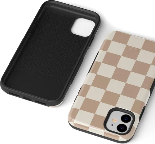 Vista 3 de Funda para iPhone 11 Casely Verificación de ajuste Funda neutra de cuadros en tablero