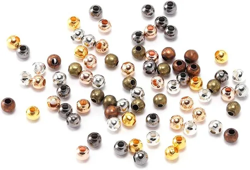 Vista 8 de 500 cuentas espaciadoras redondas de bronce de 0.079 pulgadas (0.079 in), cuentas de metal con semillas de extremo de bola lisas para fabricación