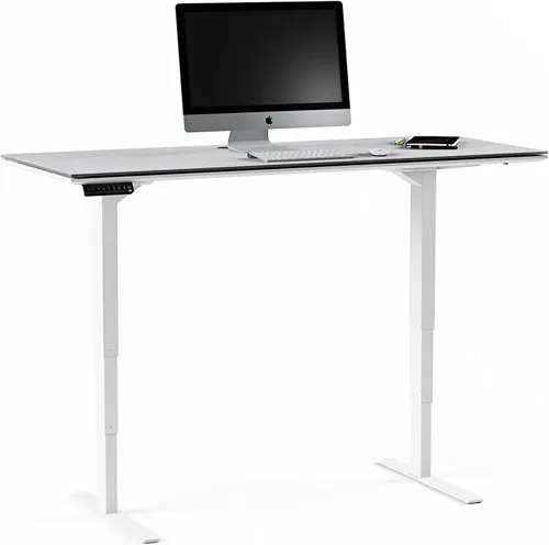 Vista 4 de BDI Furniture Centro - Escritorio elevador de pie, 60 x 24 pulgadas, blanco satinado, gris