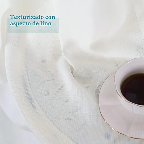Vista 2 de BGment Cortinas cortas de lino transparente de 40 pulgadas para cafetería, con ojales, filtrado de luz, semitransparentes para ventanas pequeñas