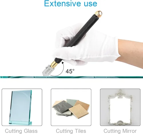 Vista 5 de Cortador de vidrio de 2 mm a 20 mm y aceite para corte de vidrio, herramienta de corte de vidrio mejorada con alimentación automática de aceite