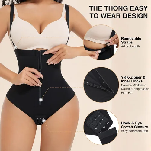 Vista 4 de FeelinGirl Fajas colombianas con control de abdomen para mujer BBL etapa 2 Fajas colombianas busto abierto moldeador corporal faja tanga body