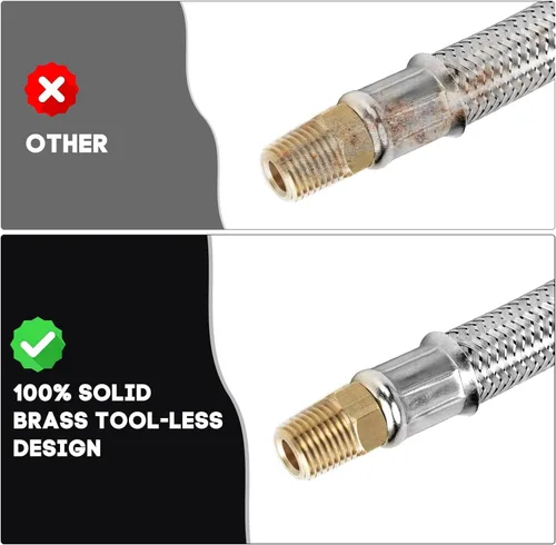 Vista 5 de Manguera de propano RV de 3 pies y 1/4 pulgadas con bengala macho, conector