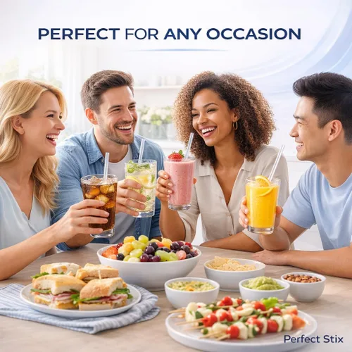 Vista 6 de Perfect Stix Pajitas para beber sin envolver de 7.75 pulgadas, popotes de plástico estándar para refrescos, jugos, batidos y bebidas frías, popotes