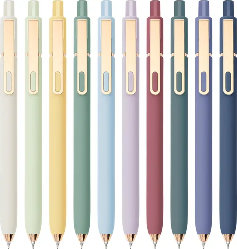 Vista 9 de Linbsunne Bolígrafos de gel de tinta negra para oficina 0.5mm de punta fina, escritura suave, retráctiles (clip dorado de metal - 10 piezas)
