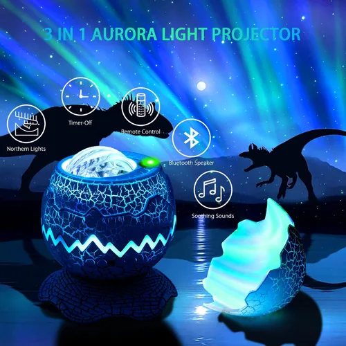 Vista 3 de AIRIVO Proyector de galaxia 3D, proyector de estrellas para dormitorio, proyector aurora boreal con altavoz Bluetooth, estrellas en movimiento