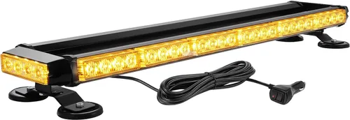Vista 9 de WOWTOU - Barra de luz LED de 56 luces rojas y blancas de techo de emergencia con flash intermitente para bomberos voluntarios, vehículos de Rojo