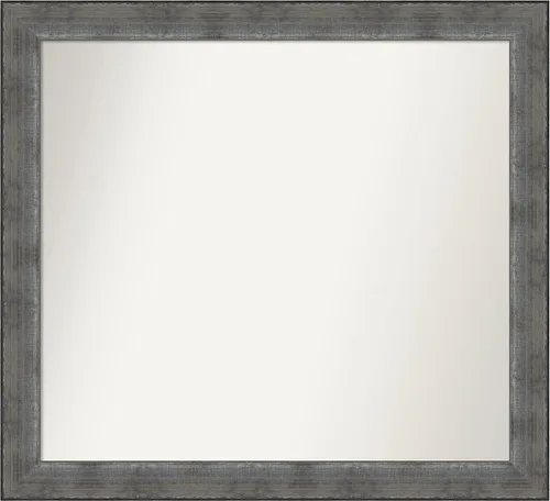 Vista 524 de Amanti Art Espejo de baño plateado para sobre el fregadero, 24 x 24 pulgadas, espejo cuadrado de peltre forjado a medida, marco de madera casual