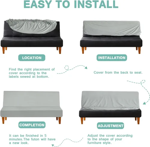 Vista 6 de Luv4babe Funda impermeable para sofá cama sin brazos, a prueba de fugas y resistente a los arañazos y a los arañazos, protector de sofá para niños