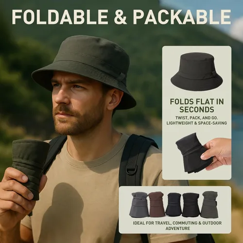 Vista 6 de TOP-EX XL XXL - Gorros de lluvia de gran tamaño para verano, impermeables, para golf, safari, protección UV, UPF 50+ Te92557_negro