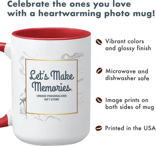 Vista 4 de Let's Make Memories Taza con foto personalizada, taza de café personalizada, tu foto, para cualquier ocasión, cumpleaños, para él, para ella