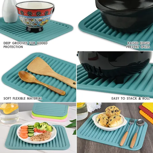 Vista 3 de Salvamanteles para platos calientes, almohadillas calientes para cocina, salvamanteles para ollas y sartenes calientes, alfombrillas multiusos