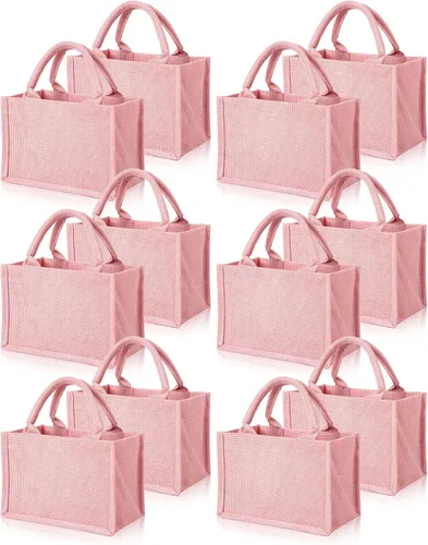 Vista 13 de 12 Piezas Bolsas de Arpillera Mini Bolsas de Yute Reutilizables con Asas Pequeña Lona en Blanco Regalo Impermeable para Boda Playa Bricolaje