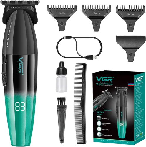 Vista 8 de VGR Cortadora de pelo profesional 906 Fresh Fade, 9000 rpm sin huecos para hombres, cortadora de pelo inalámbrica DLC T-Blade para barberos