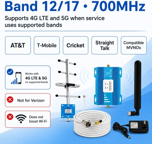 Vista 4 de Cell Phone Signal Booster for AT&T & T-Mobile, 5G 4G LTE Band 12/17 700MHz ATT/Blue