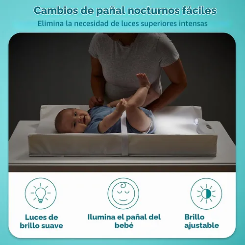 Vista 2 de Contours GlowFlex - Luz nocturna para bebés para cambios de pañales, brillo suave regulable, control táctil, apagado automático, correa