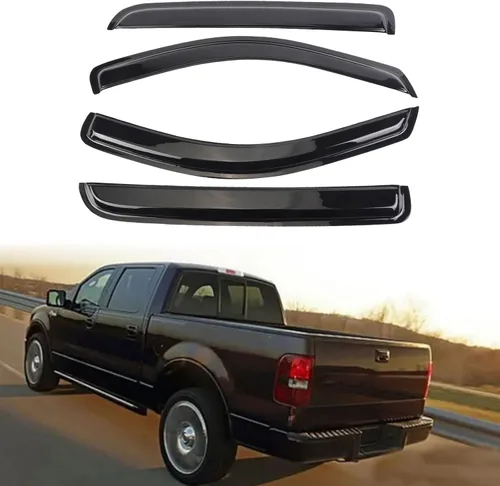 Vista 13 de Protector de lluvia Deflector de viento para montaje exterior, viseras de ventana con cinta compatible con Ford F-250 1999-2016 Super Duty