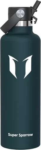 Vista 21 de Super Sparrow Botella de Agua Aislada - 17 Oz / 25 Oz / 34 Oz - Frasco FlipFlow de Boca Estándar - Libre de BPA, Botella a Prueba de Fugas