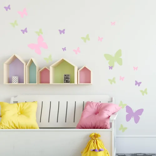 Vista 3 de Calcomanías de pared de mariposas para adolescentes y niñas, calcomanías de pared para dormitorio, decoración de habitación de niños, decoración