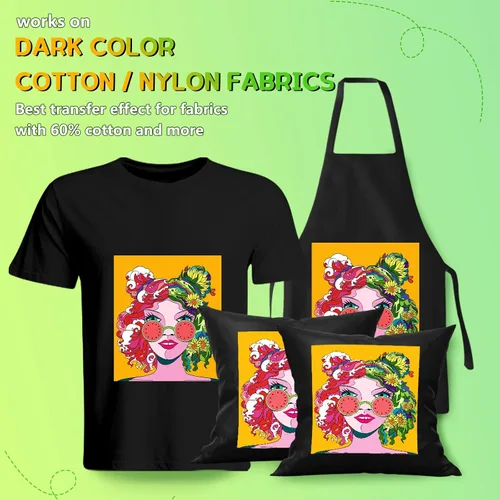 Vista 4 de HTVRONT Papel de transferencia de calor para camisetas oscuras, 25 hojas de 8.5 x 11 pulgadas, papel de transferencia para planchar para inyección