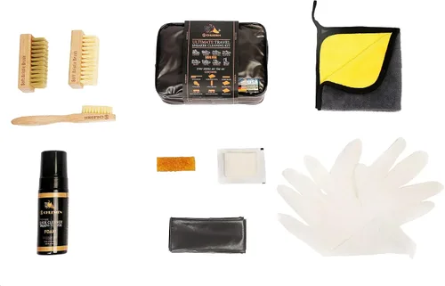 Vista 5 de Kit de limpieza de zapatos de viaje definitivo de 12 piezas, el mejor juego de regalo de viaje, kit de limpieza de zapatos para zapatos blancos Kit