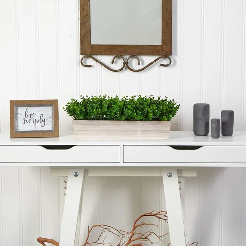 Vista 4 de Planta artificial de eucalipto de 19 pulgadas en maceta decorativa