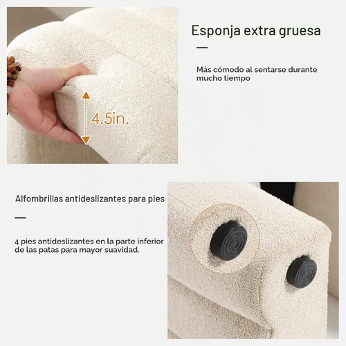 Vista 5 de Taburete otomano multifuncional, reposapiés para sofá, taburete de tocador moderno para sala de maquillaje, sala de estar y entrada, taburete Beige
