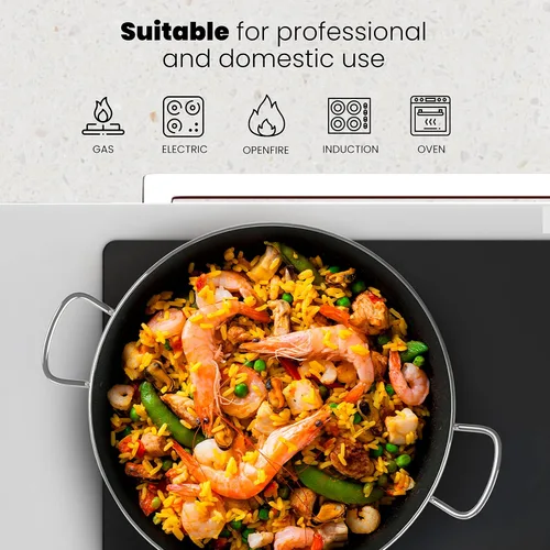 Vista 4 de Machika Sartén de acero inoxidable con superficie antiadherente Sartén grande perfecta para preparar comida mediterránea Fondo de sándwich 7